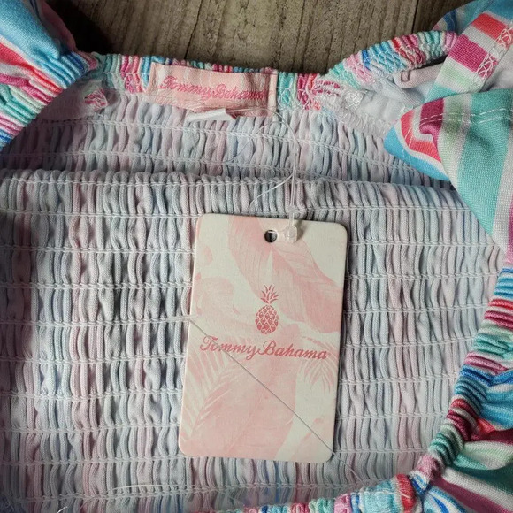 NWT Tommy Bahama Striped Sleeveless Girl Summer Dress Size 5 Blue Pink - Picture 5 of 13